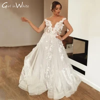 a line wedding dress with cap sleeve sexy deep v neck appliques bride wedding gown bridal dress vestidos de novia robe de mari%c3%a9e