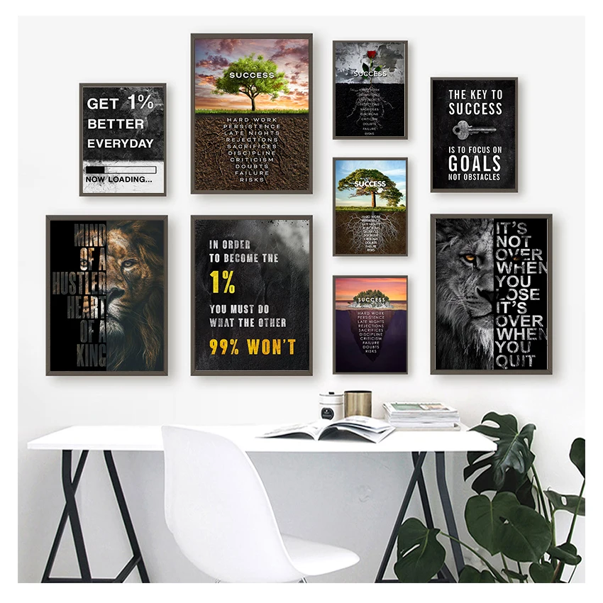 

Wild Lion Letter Motivational Quote Art Posters and Prints on Canvas Painting Decorative Wall Art Picture for Office Home Decor