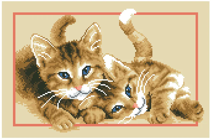 

Unprinted Cotton Aida Hand Two Playing Cats 41-30 Cross Stitch Kits,14, 16, 18, 22, 25, 28CT, DIY Fabric Craft Shop8