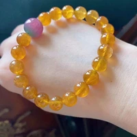 natural yellow tourmaline quartz bracelet 9 2mm clear round beads women men 12 8mm watermelon tourmaline stone aaaaaa