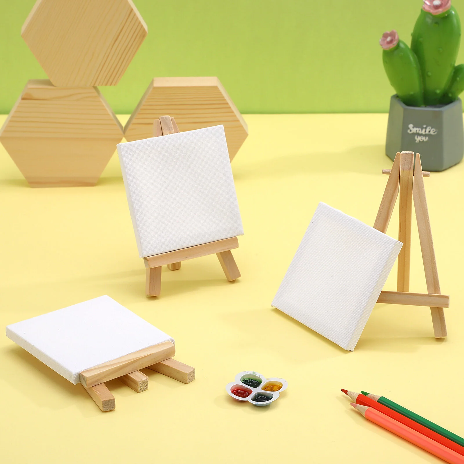 

Canvas Mini Easel Painting Canvases Set Easels Kids Stand Panels Display Kit Bulk Tiny Blank Boards Tabletop Stands Party Wooden