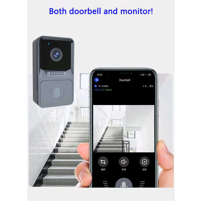 

WIFI Night Vision Low-power Visual Doorbell APP Remote Language Intercom Mobile Phone Push Notification Wireless Colour Monitor