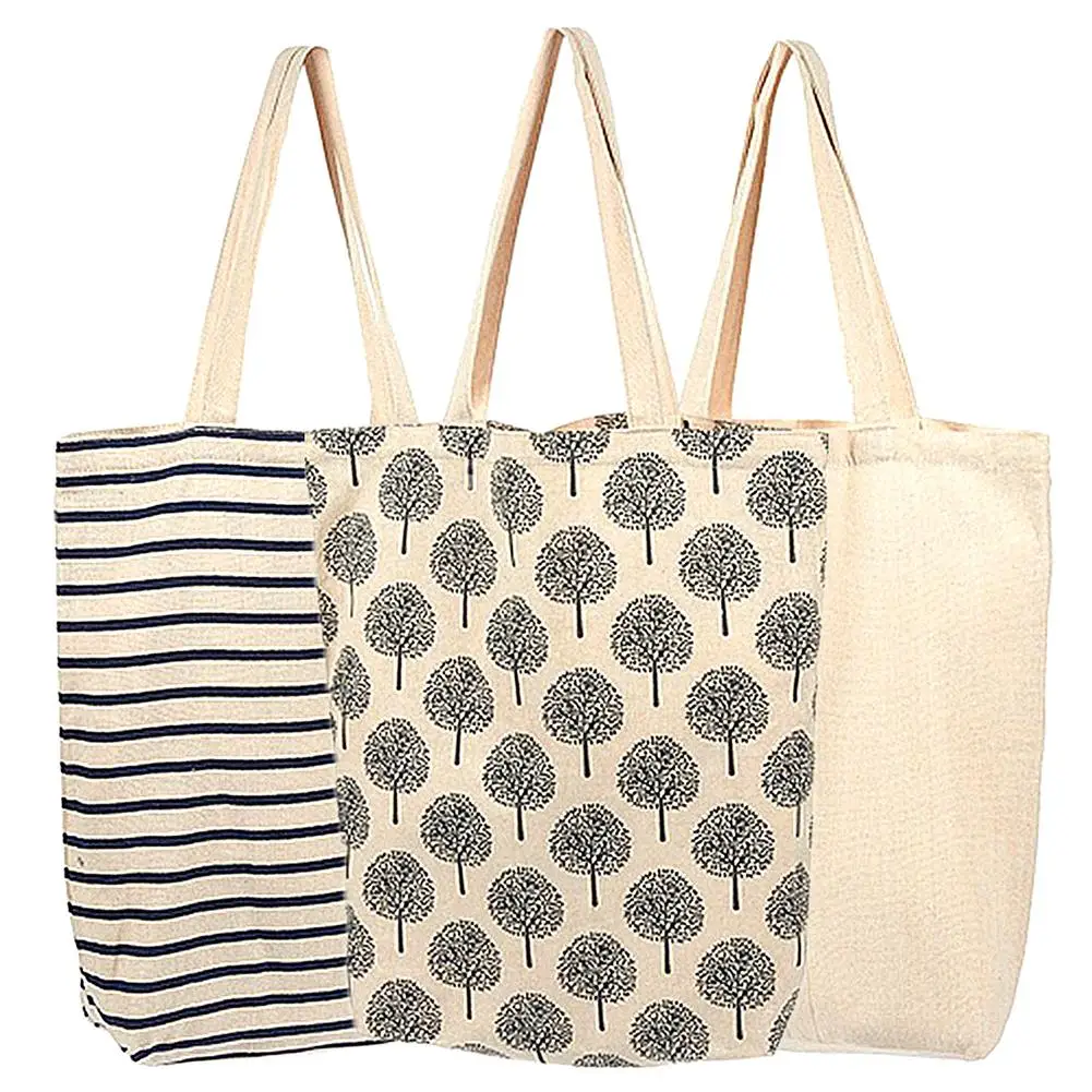 

3 шт./компл. Хлопковая сумка для покупок, многофункциональные многоразовые сумки-тоуты, идеально подходят для покупок, продуктов, тренажерного зала, школы, работы, сумки-органайзеры для хранения