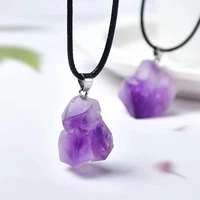 1pc amethyst quartz pendant natural crystal rose stones purple quartz mineral jewelry women craft decoration gifts necklace