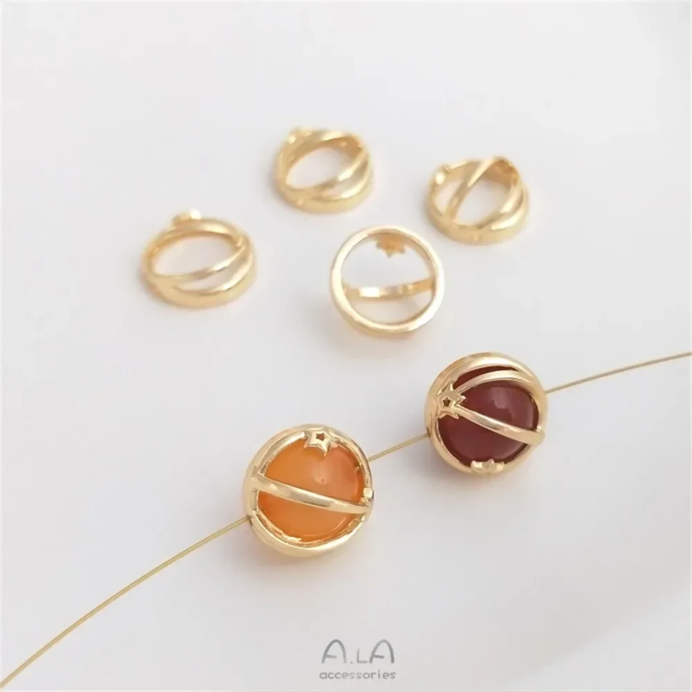 14-каратное позолоченное планета полукруглый пустой держатель набор жемчужных