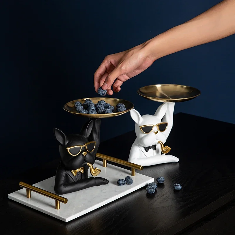 Роскошная Фруктовая тарелка в скандинавском стиле фигурка бульдога украшения
