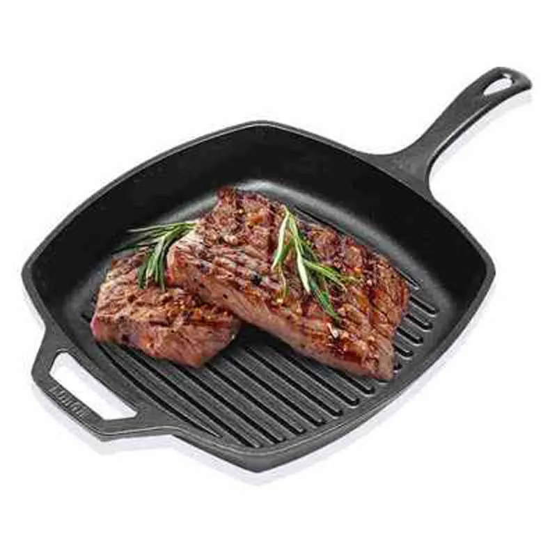 

Frying Pan Cast Iron Cookware 26CM Stripe Thick-bottomed Steak Skillet Kitchen Outdoor BBQ Pancake Saucepan