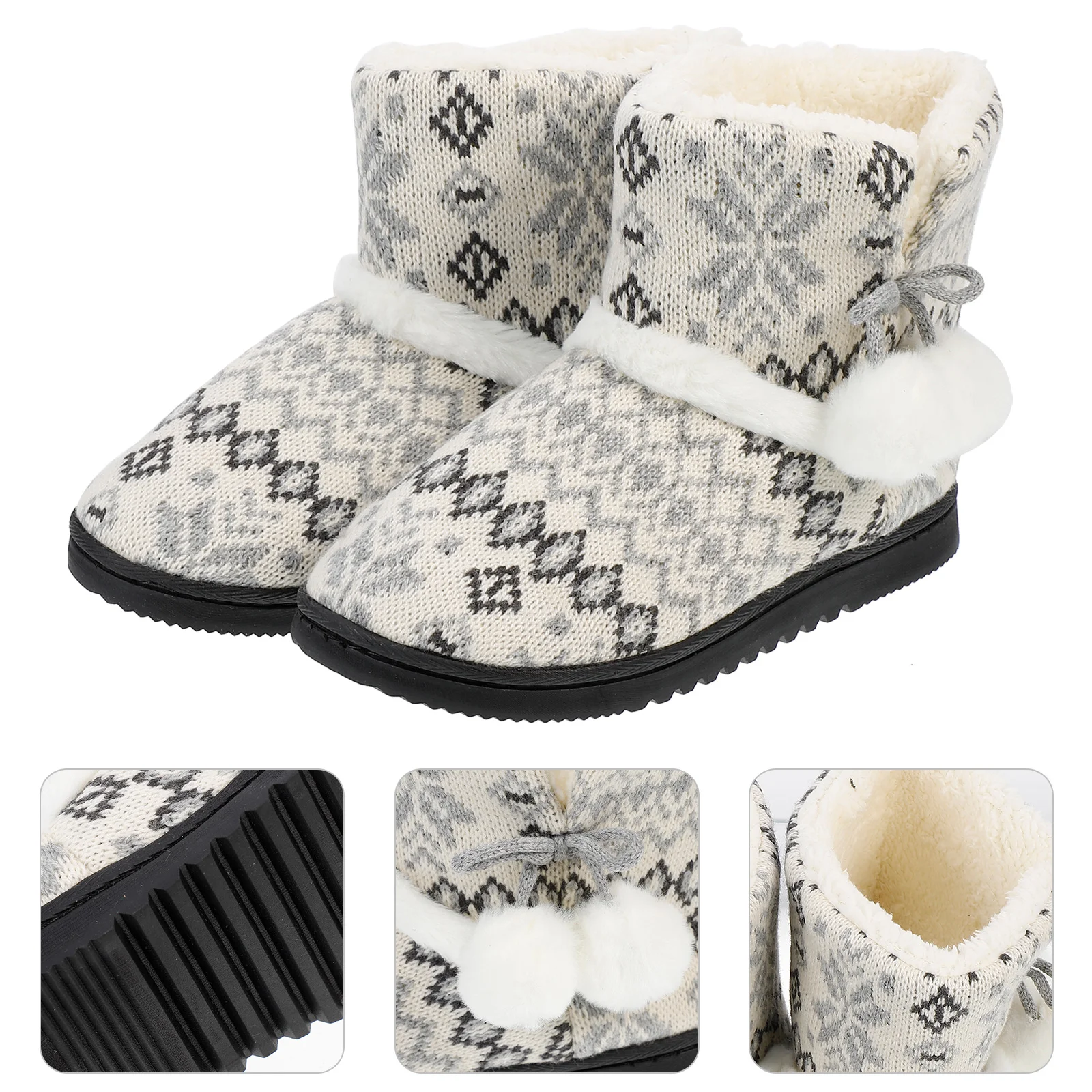 

slipper booties for Lined Plush Flat Winter on Snow Shoes Pom Pom Slipper