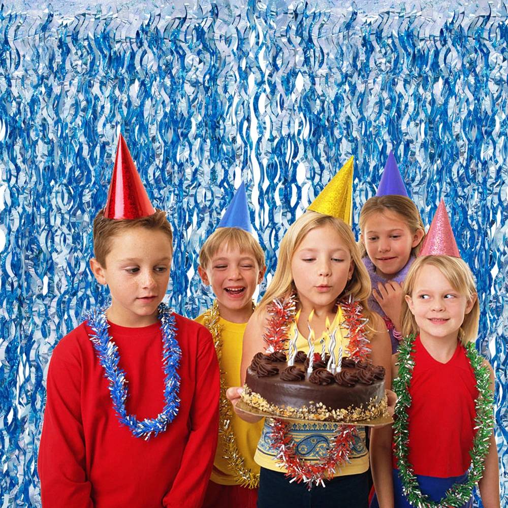 Новинка лазерная фотография 2 м дождевая занавеска в виде синей волны украшение