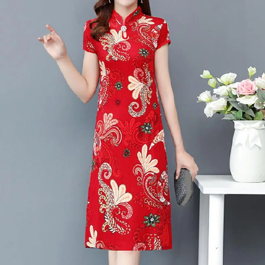 

Bride Dress Women Cheongsam High Split Mandarin Collar Floral Vintage Classic Chinese Style Qipao Wedding Dress платье женское