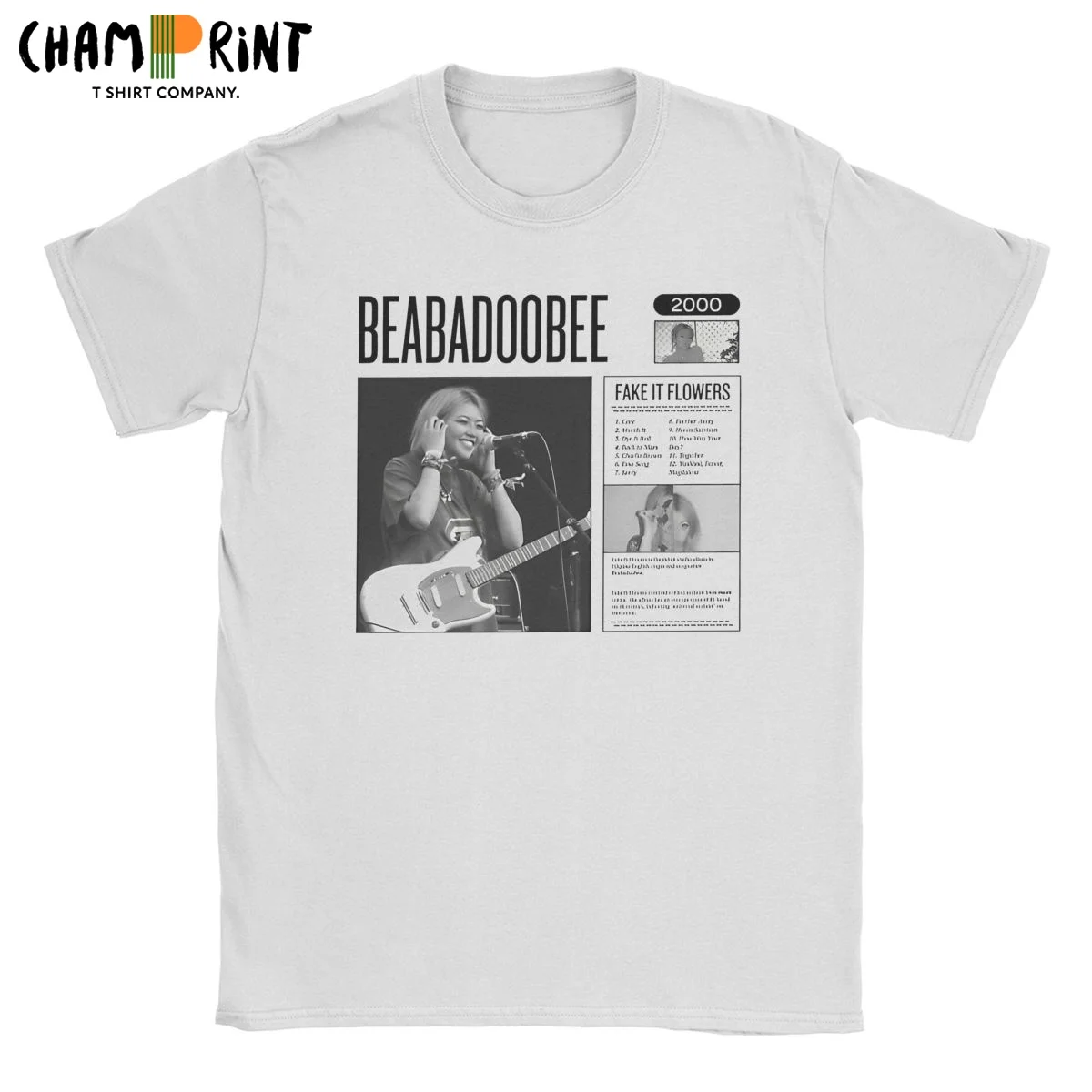 Leisure Beabadoobee Fake It Flowers Album T-Shirts Men Round Collar Pure Cotton T Shirt Tee Printed Tops