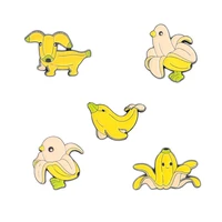 new fruit series alloy jewelry creative cartoon banana octopus puppy shape paint badge fruit brooches lapel pin