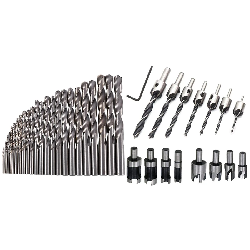 

25Pcs 1mm-13mm Hss High Speed Steel Drill Bits Set with 8Pcs HSS Taper Claw Type Wood Plug Cutter Drill Bits