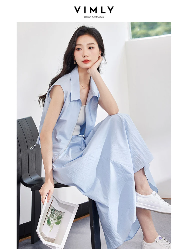 Костюм с юбкой VIMLY Женский повседневный жилет без рукавов лацканами и прямая юбка