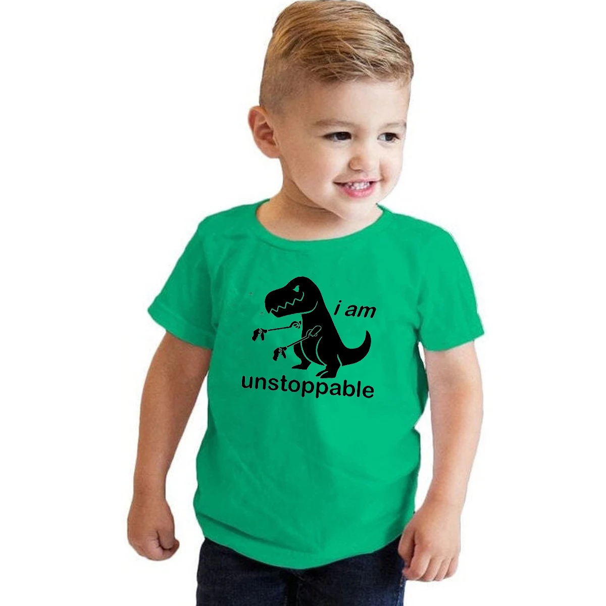 I am unstoppable print cotton kids t shirt for dinosaur lover tyrannosaurus rex motivational toddler shirt graphic tees hipster