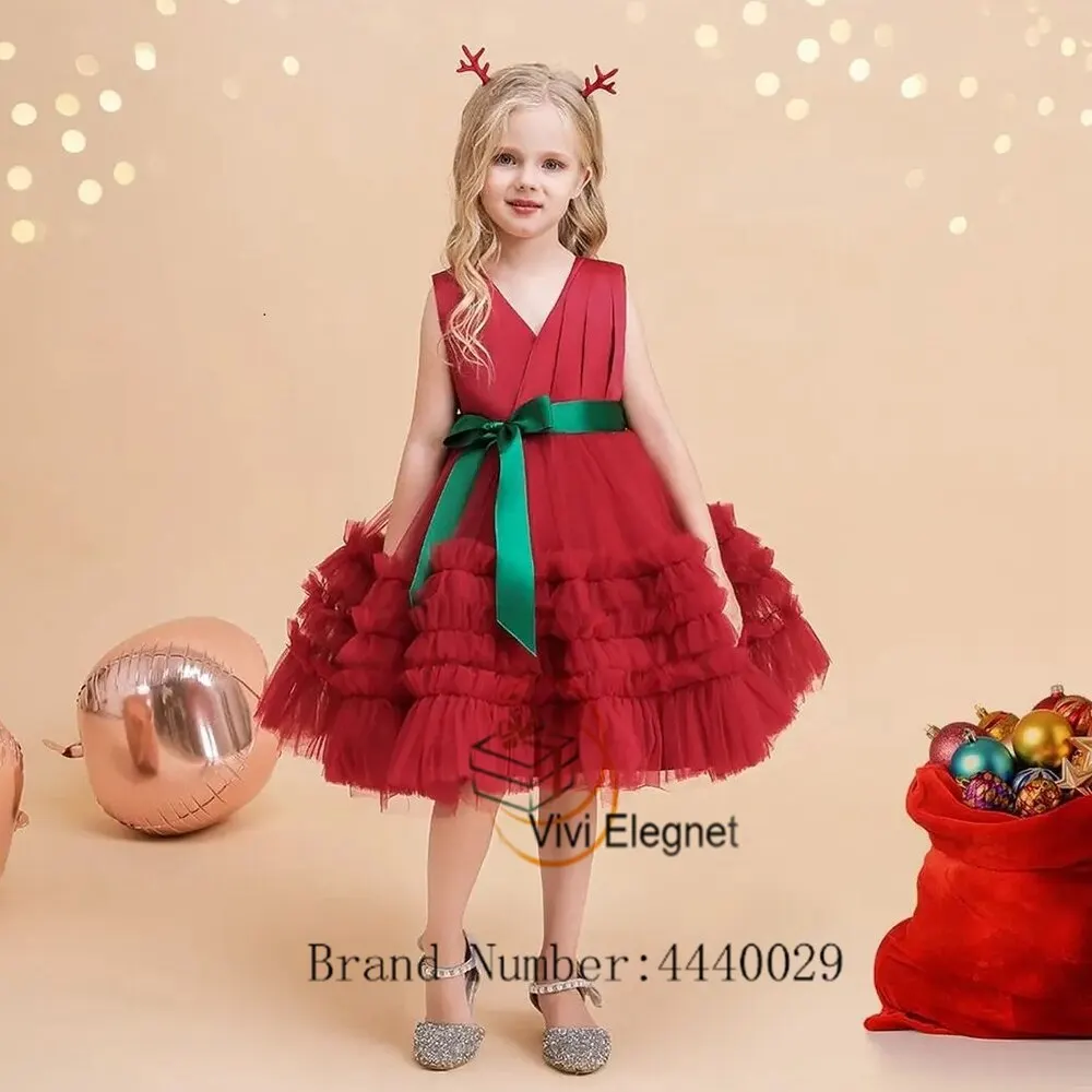 

Sleeveless Pleat Knee Length with Red Soft Tulle Elegant Belt Cap Sleeve Flower Girl Dresses for Girls فساتين للحفلات الراقصة