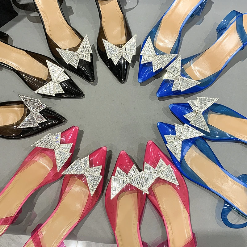 

Transparent PVC Sandals Women Pointed Clear Crystal Slingback High Heel Stilettos Sexy Pumps Summer Shoes Peep Toe Women Pumps