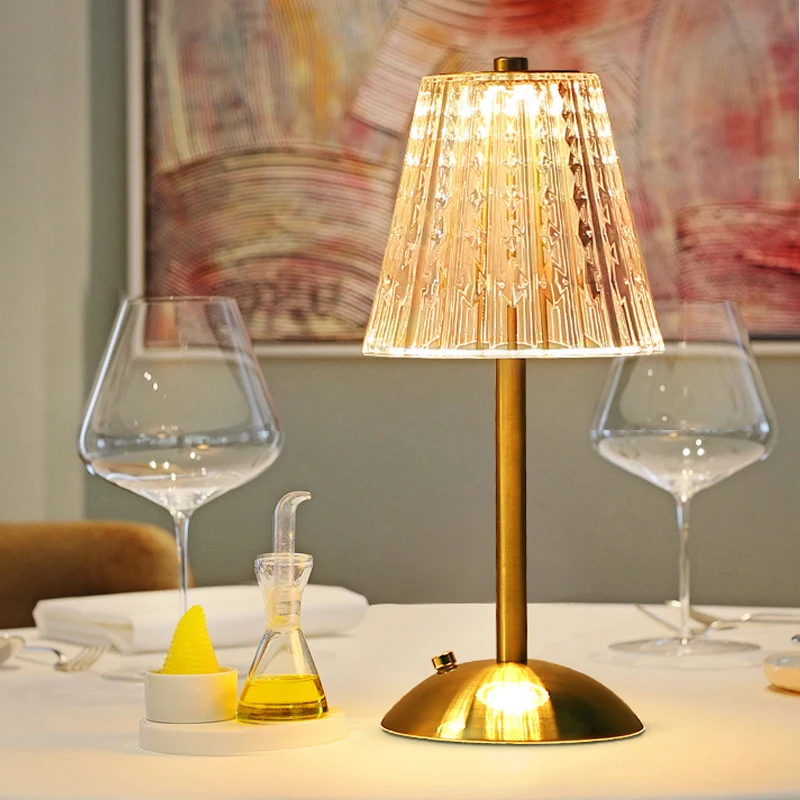 

3 Color Touch Sensor Table Lamp USB Cordless Night Light LED Night Light Bedroom Bedside Cafe Crystal Lamp Fixtures Gift