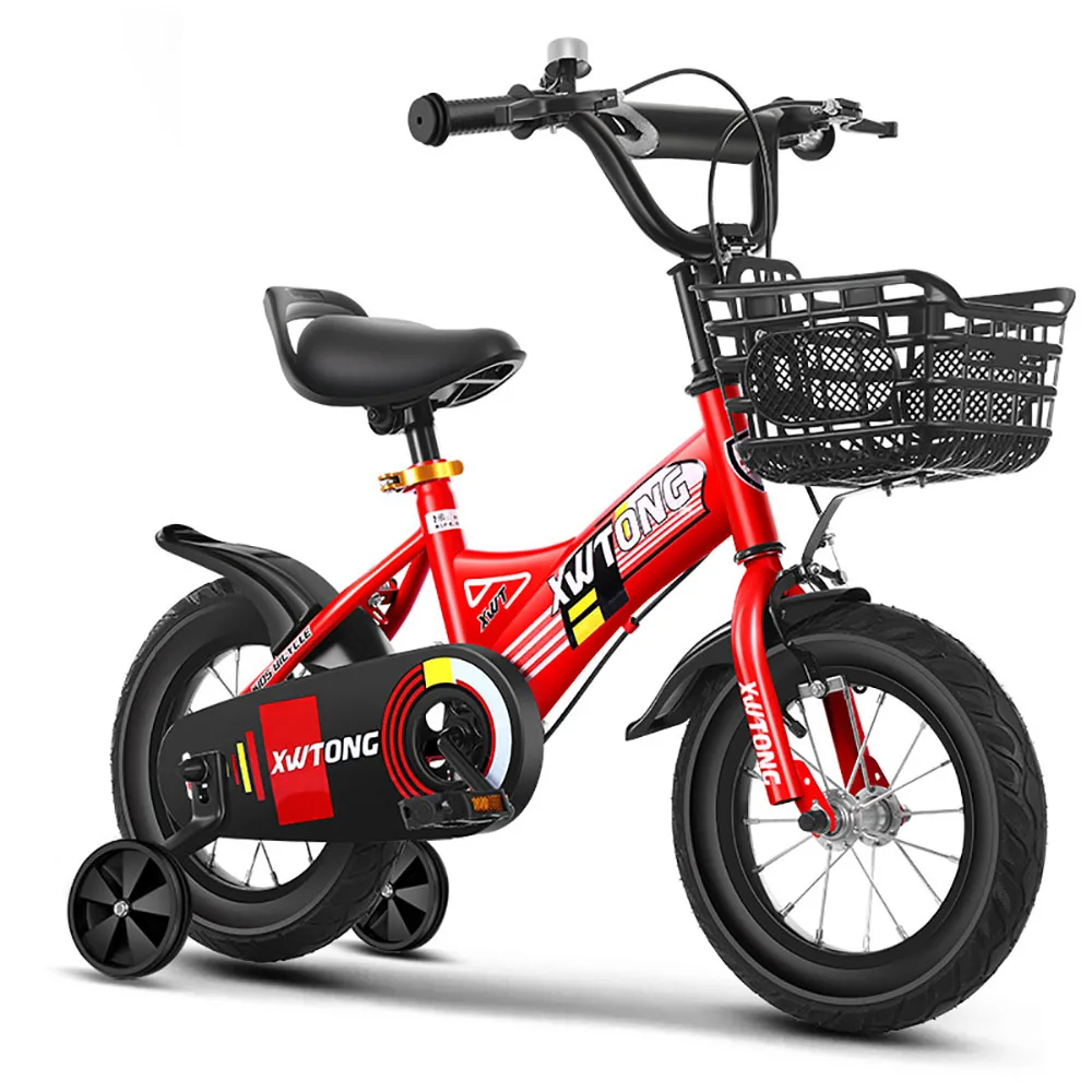 

14 Inches Children Bicycle with Auxiliary Wheels High Carbon Steel Suitablefor 5 Year Old Children Push Bike Comfortable
