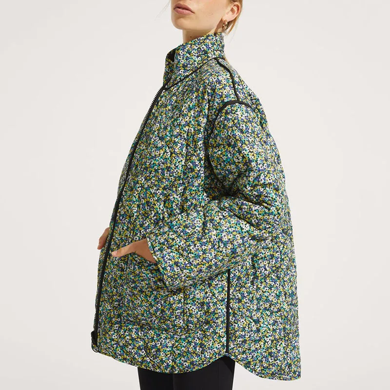 Ardm Fashion Boxy Oversized Silhouette Green Casaco Feminino2021 Contrast Piping And Trim Flap Front Pockets Winter Jacket Women