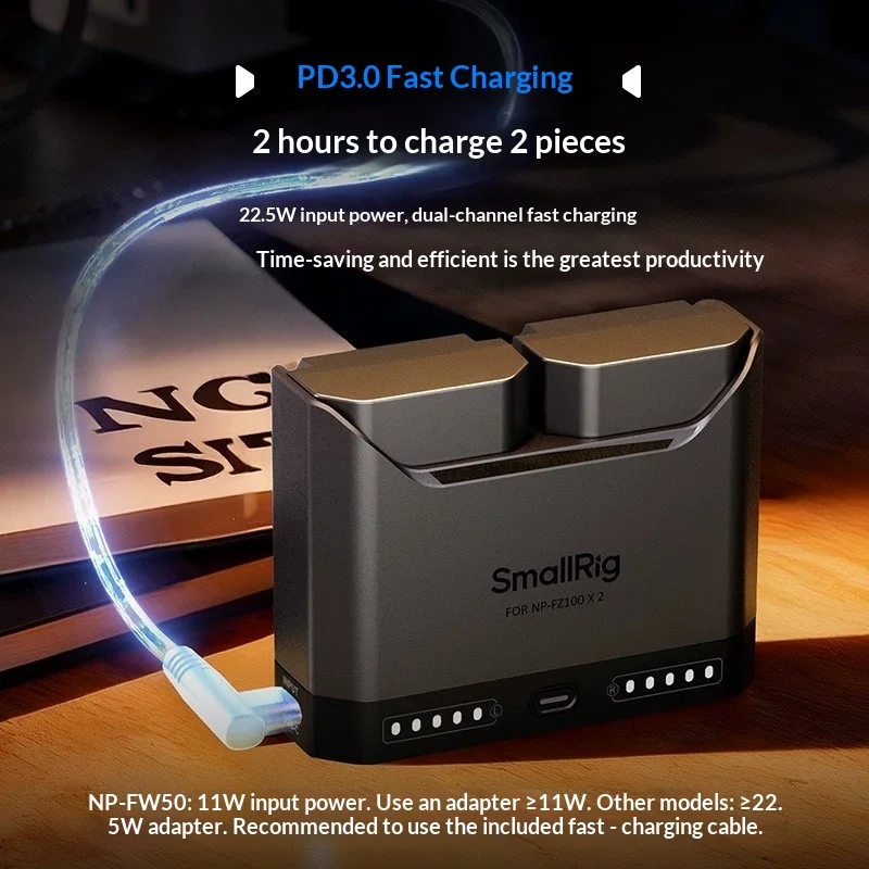 Фото Зарядное устройство для аккумуляторов камер Smallrig NP FZ 100 FW50 LP E6NH EN-EL15c, совместимое с Sony, Canon, Nikon, Panasonic №3