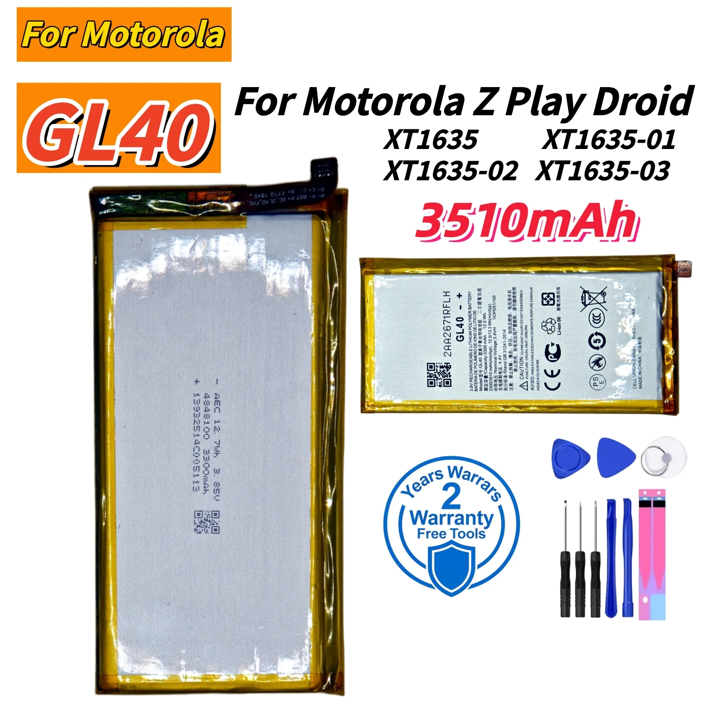Фото Совершенно новая батарея GL40 3510 мАч для Motorola Z Play Droid XT1635 XT1635-01 XT1635-02 XT1635-03, батареи для мобильных телефонов + инструменты №3