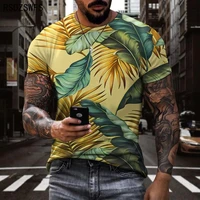 fashion botanical pattern 3d printing mens t shirt summer street polyester o neck short sleeve casual t shirt