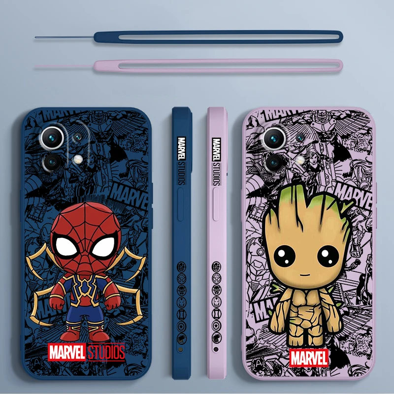 Чехол для телефона с героями мультфильмов Marvel Groot Spiderman Xiaomi 14 13 12 11 10 T Pro