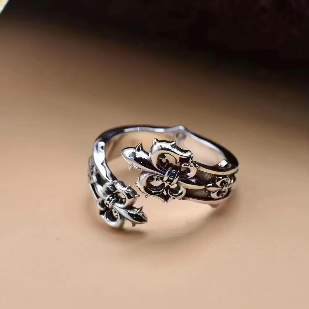 

2023 Man's fashion silver ring Letter 925 silver open ring silver ring Silver Ring Japanese niche boat anchor ring