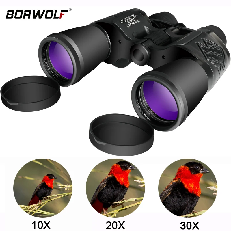 

Borwolf 10-30X50 High Magnification HD Professional Zoom powerful Binoculars Light night vision for hunting telescope monocular