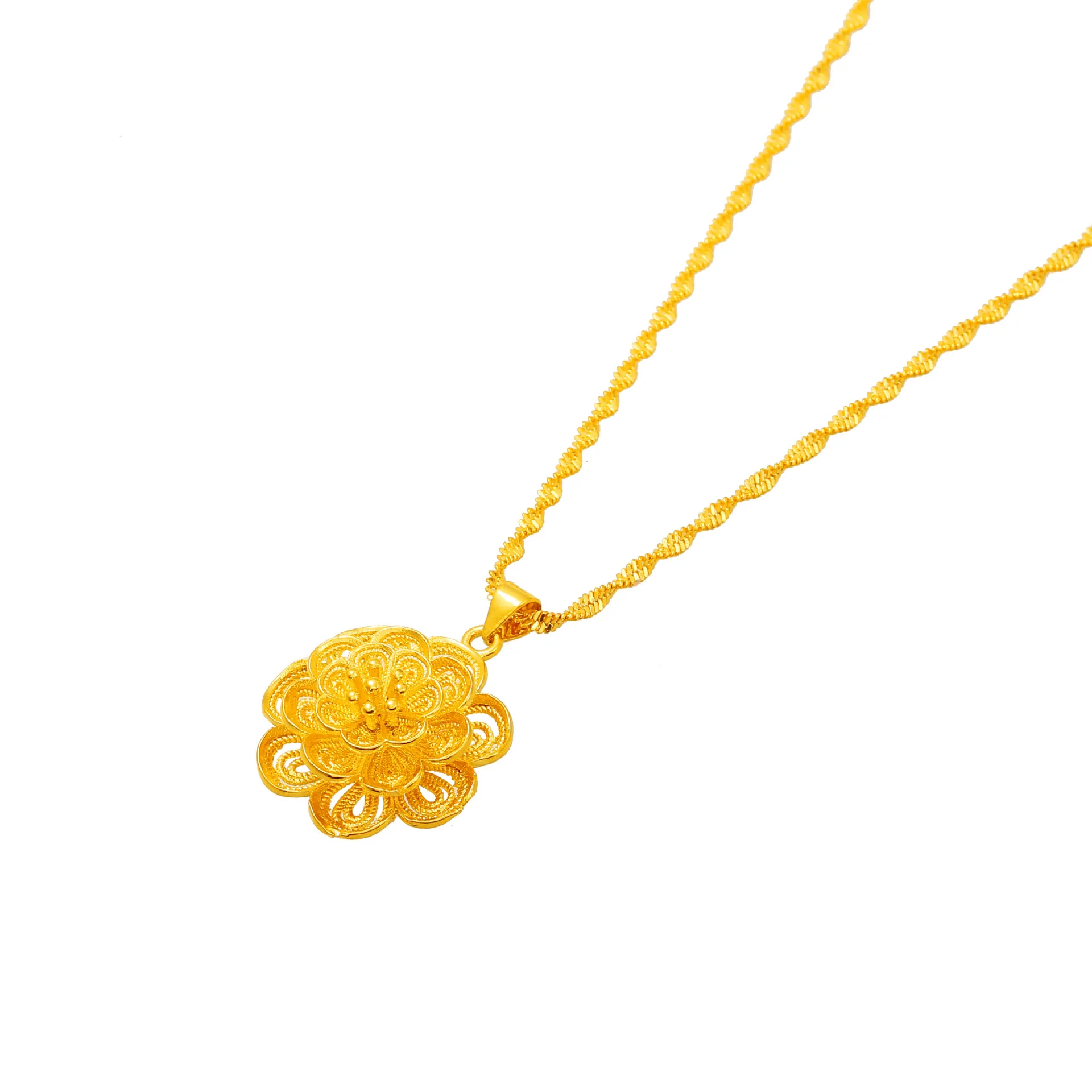 

Classic Japanese and Korean Fashion Sand Gold Women's Seiko Flower Pendant Necklace Versatile Flower Pendant Collar Colgante