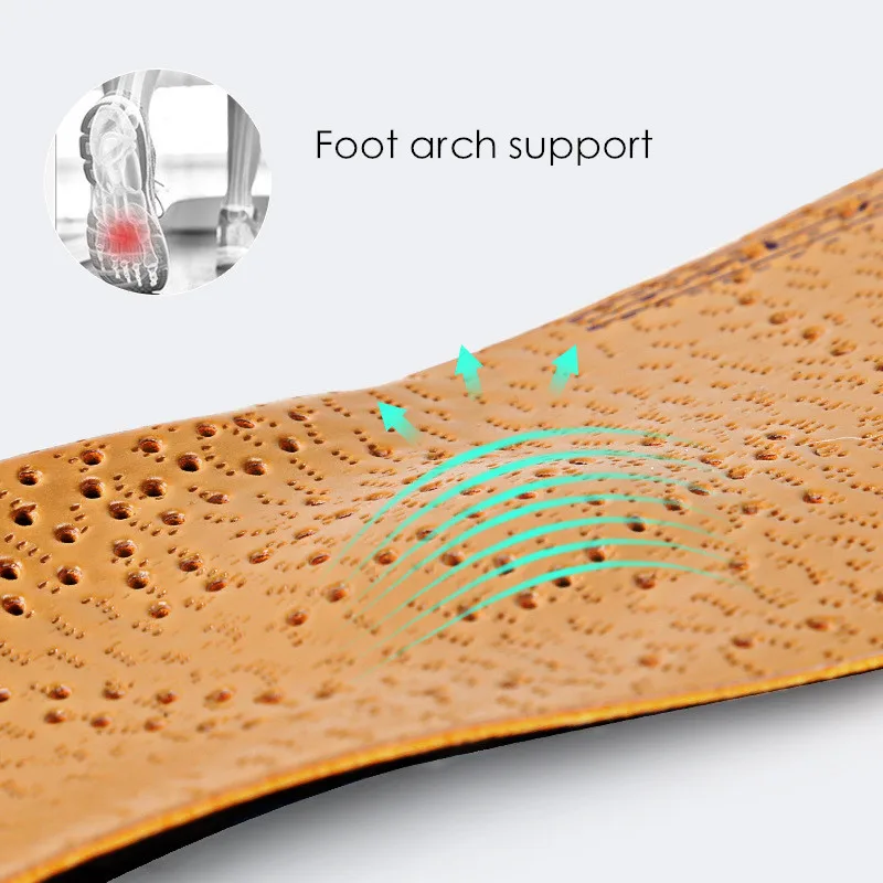 Leather Arch Insoles Flat Foot Arch Support Orthopedic Insoles Shoes Foot Varus Valgus  X-O Leg Corrector Shock-absorbing Insole