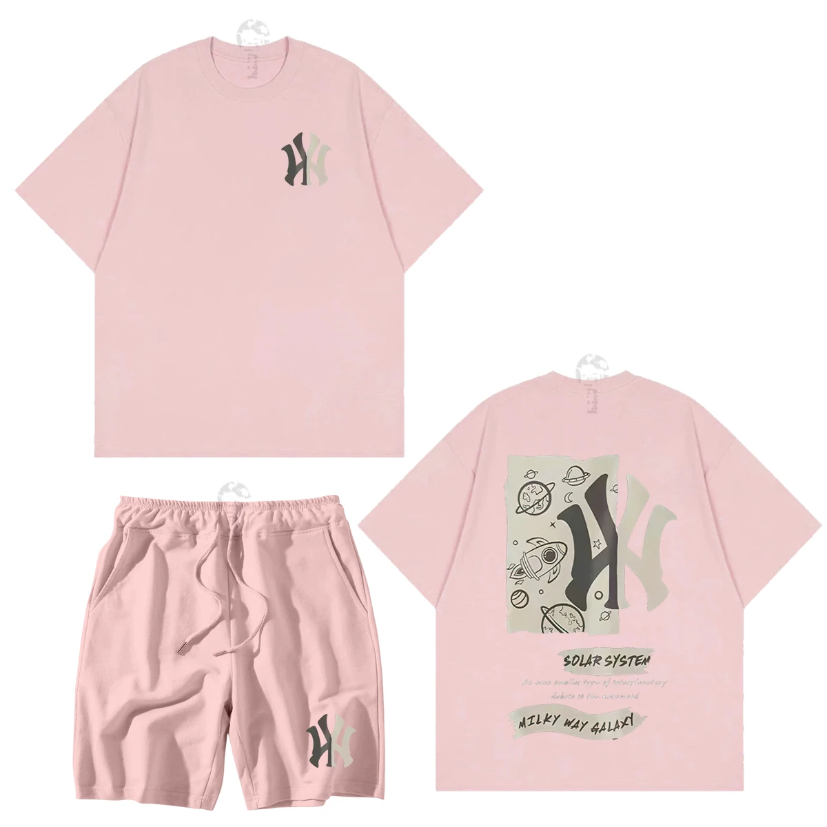 Summer Men's Sports T-shirt Shorts 2-piece Set Cotton High-quality Fashion Tide Brand Pattern Printed Ioose Men's Street Casual