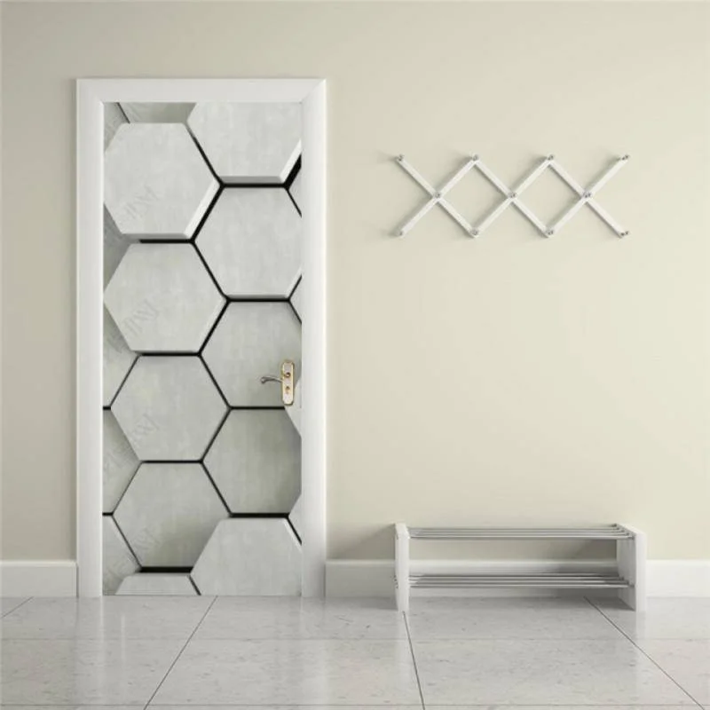 

3d дверные наклейки с геометрическим рисунком пространства, самоклеящиеся водонепроницаемые съемные обои, постер, домашние водонепроницае...