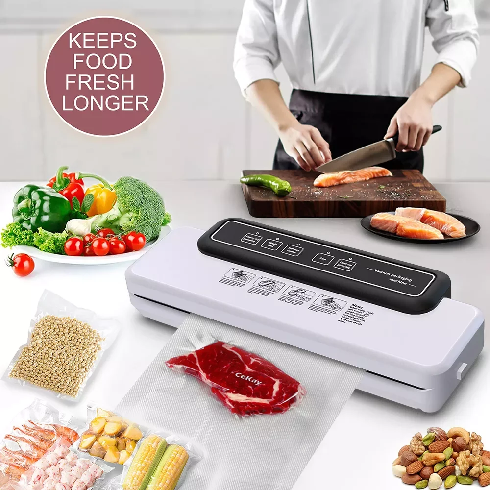 Enlarge Kitchen Vacuum Sealer Strong Sous Pumping Degasser Sealing Machine Cans Vacuum Packer For Food Storage Dry & Moist Modes Pac