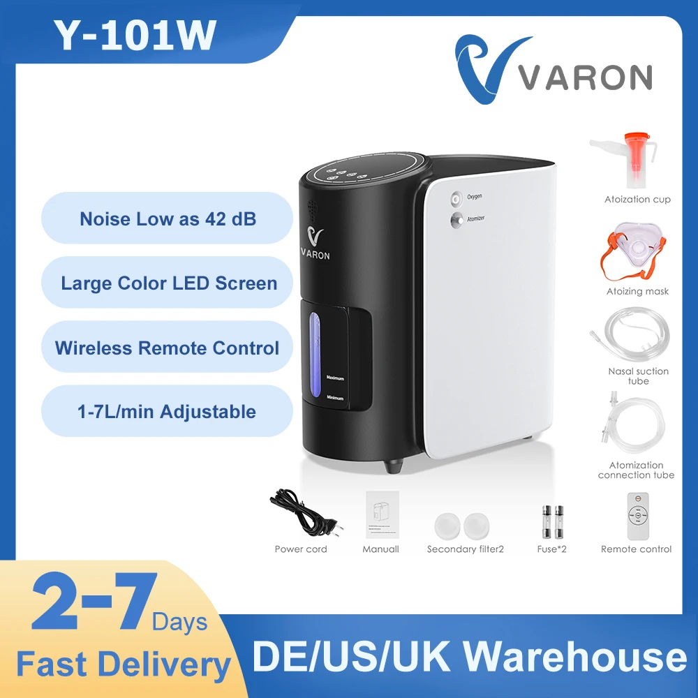 

VARON 110V US 1L-7L/Min Oxygen Concentrator Household 2 In 1 Oxygen Production + Atomization Oxygen Generator Machine In Stock