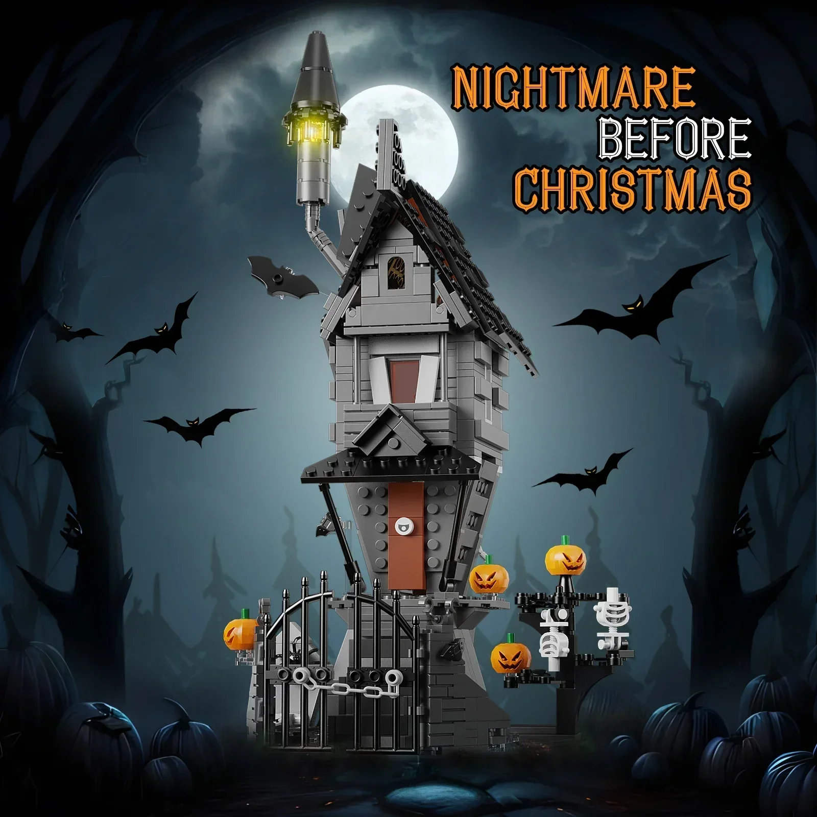 Набор строительных блоков Moc House-The Nightmare Before Building Blocks Тима Бертона Кошмар перед