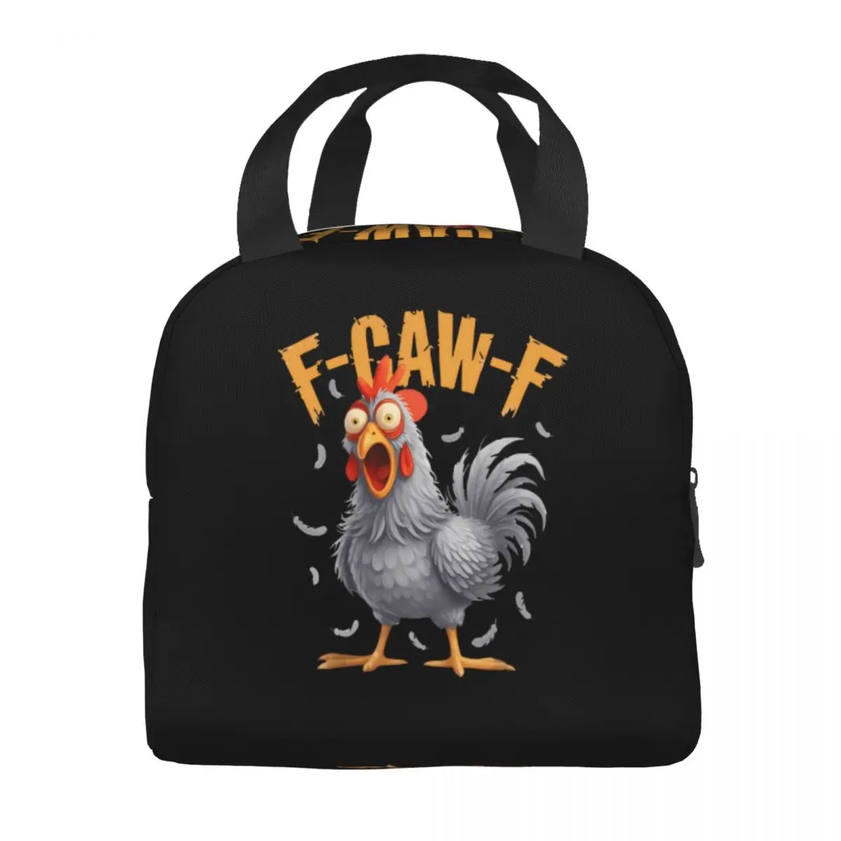 Фото Индивидуальная забавная термосумка F-Caw-F Chicken FCAWF для женщин, многоразовая термокоробка-холодильник для бенто, для пляжа, кемпинга, путешествий №3