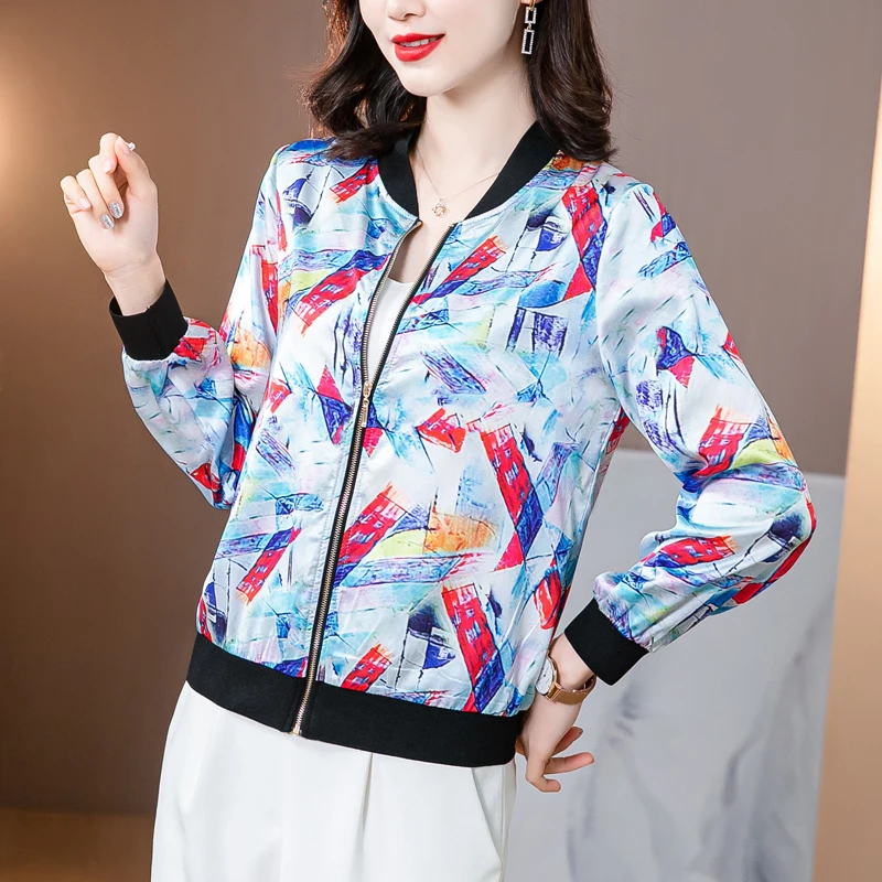 

Корейские пальто, женская шелковая модель в горошек, женская зимняя офисная куртка большого размера, Свободная Женская куртка с цветами