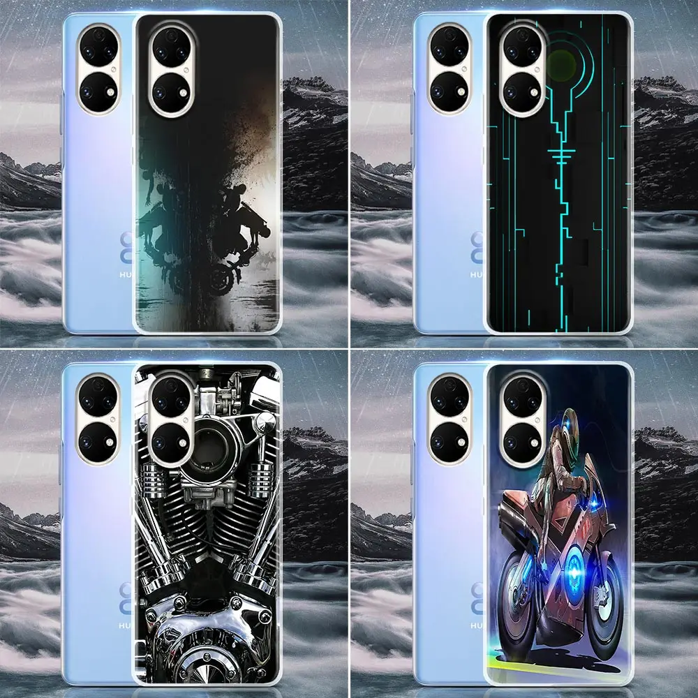 

Clear Phone Case for Huawei P20 Pro P30 P40 Pro Plus Lite 4G P50 Pro P Smart 2019 Case Soft Cover Cool Motorbike Motorcycle Moto