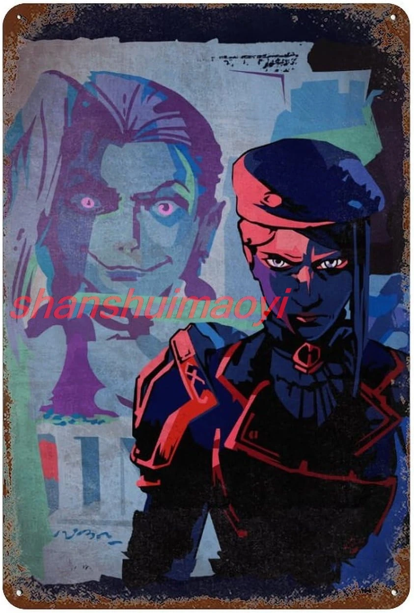 FM CORNER Jinx и Кейтлин Граффити Металлический Настенный Художественный Плакат