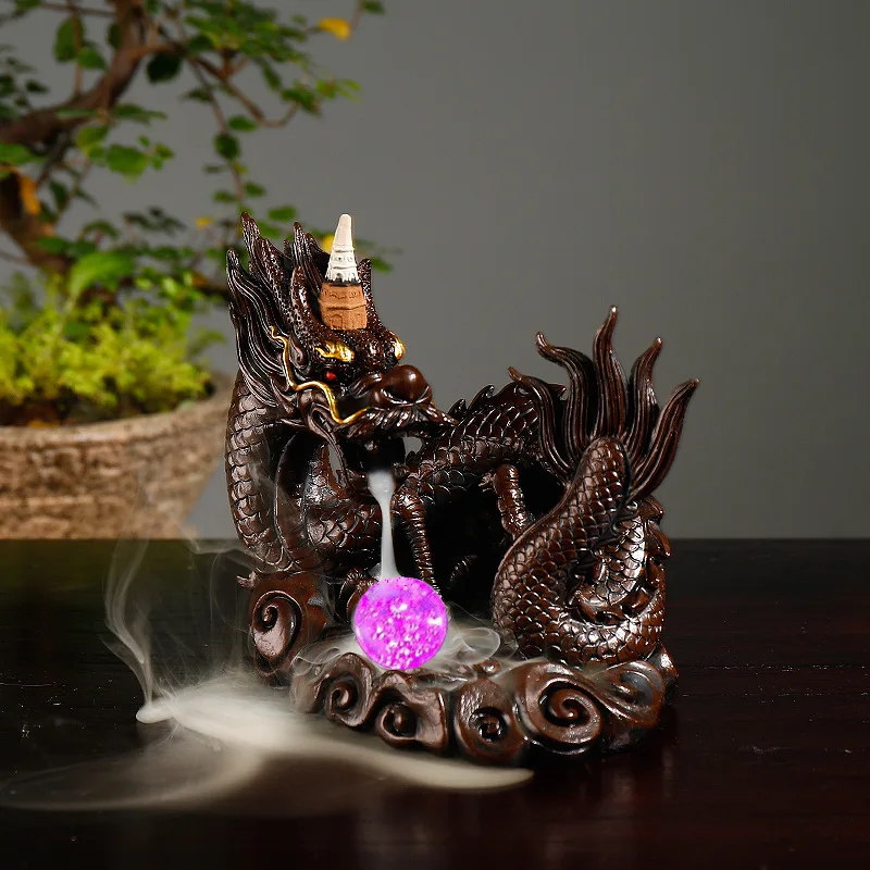 Backflow Incense Burner Creative Large Chinese Dragon Backflow Sandalwood Incense Burner Crafts Home Accessories Ornaments
