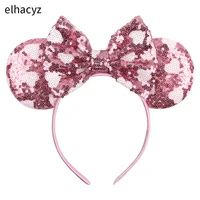 new embroidery sequins mouse ears headband for girls women love 5 bow hairbands valentines day party diy hair accessories 2022
