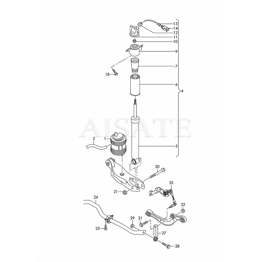 Задний амортизатор для Audi Q7 Q8 4M Bentley Bentayga 2017-2022 пневматическая подвеска с ADS 4M0616031AS