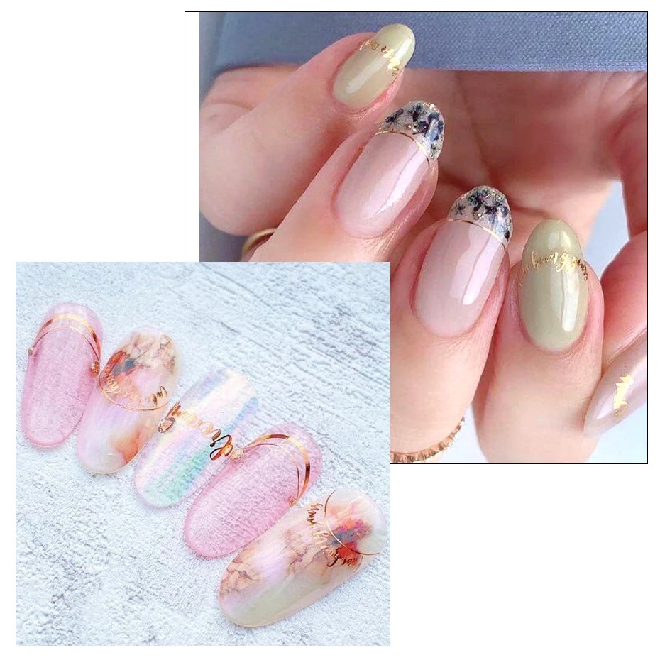 3D Простые линии наклейки для ногтей из розового золота металлические полосы