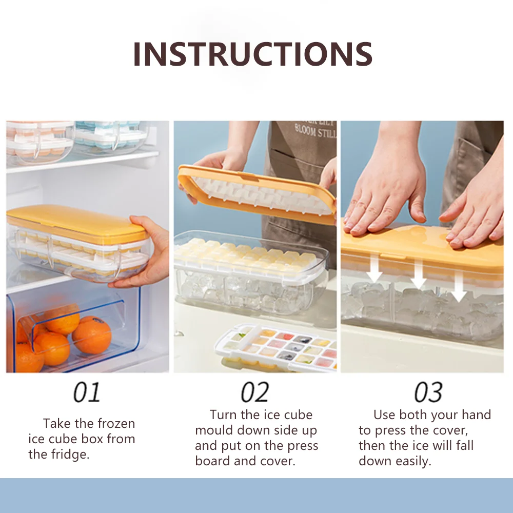 Ice Cube Tray Maker Box Mould With Container Bowl And Shovel Creative Shape Convenient Press Easy Demould Style |