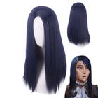 Темно-синий длинный прямой парик Arcane Caitlyn, карнавальный костюм, термостойкие синтетические волосы, женские карнавальные вечерние парики для ролевых игр