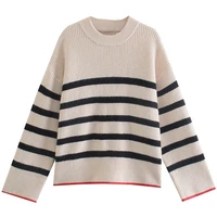 elmsk england style high street vintage o neck loose striped sweaters women 2022 fashion winter sweaters women pullovers tops