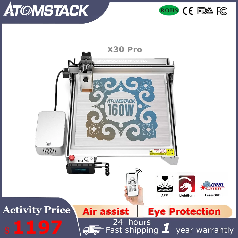 

Higher Power Atomstack X30Pro 33-36W Laser Output Metal Sheet Engravable Cnc Laser Wood And Glass Cutting And Engraving Machine