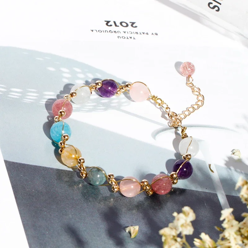 Лунный камень рутилированный кварц клубничный Кристалл Аметист аквамарин белый